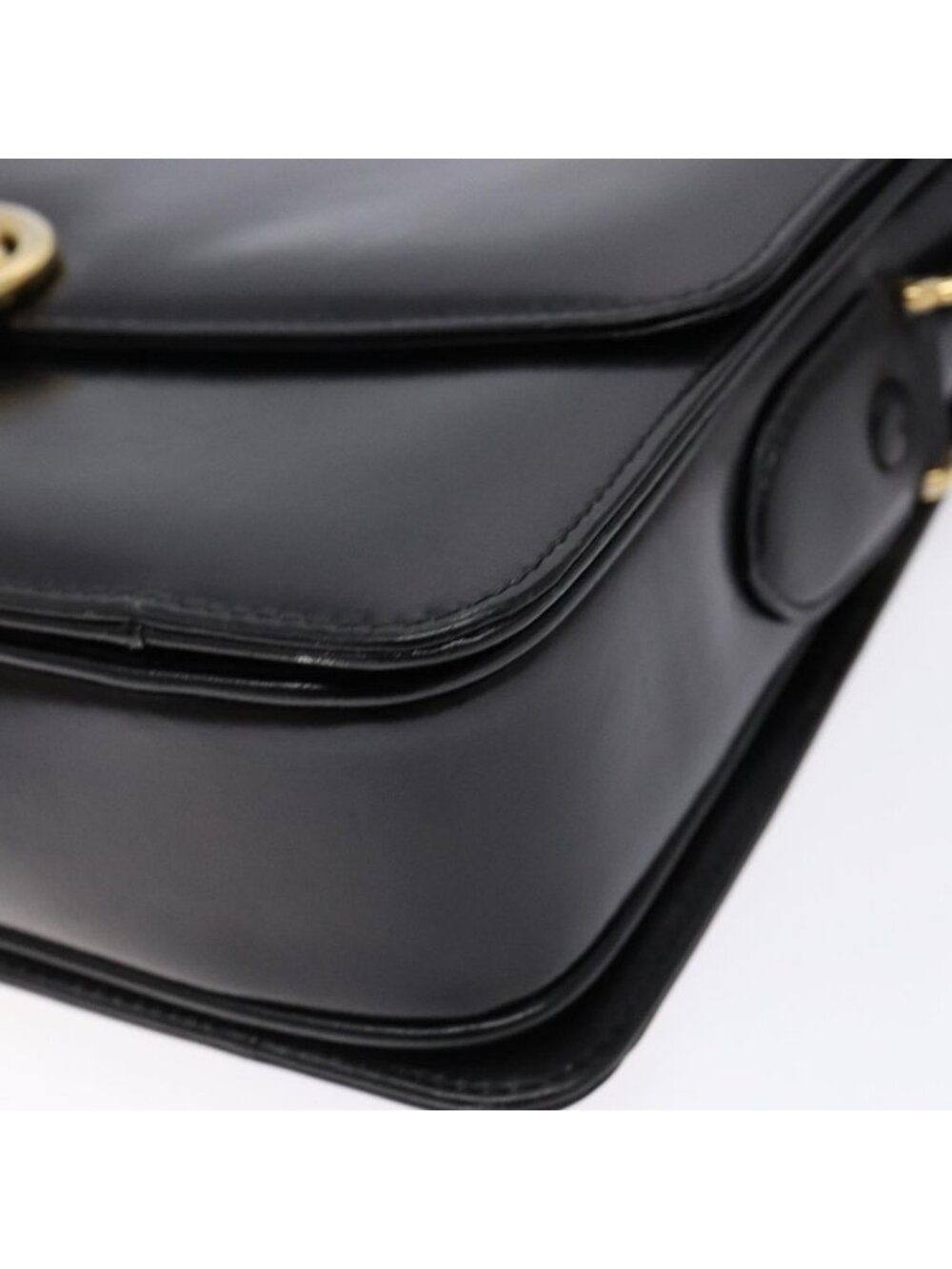 Authentic CELINE Horse Carriage Shoulder Bag Leather Black Gold - Picture 2 of 16